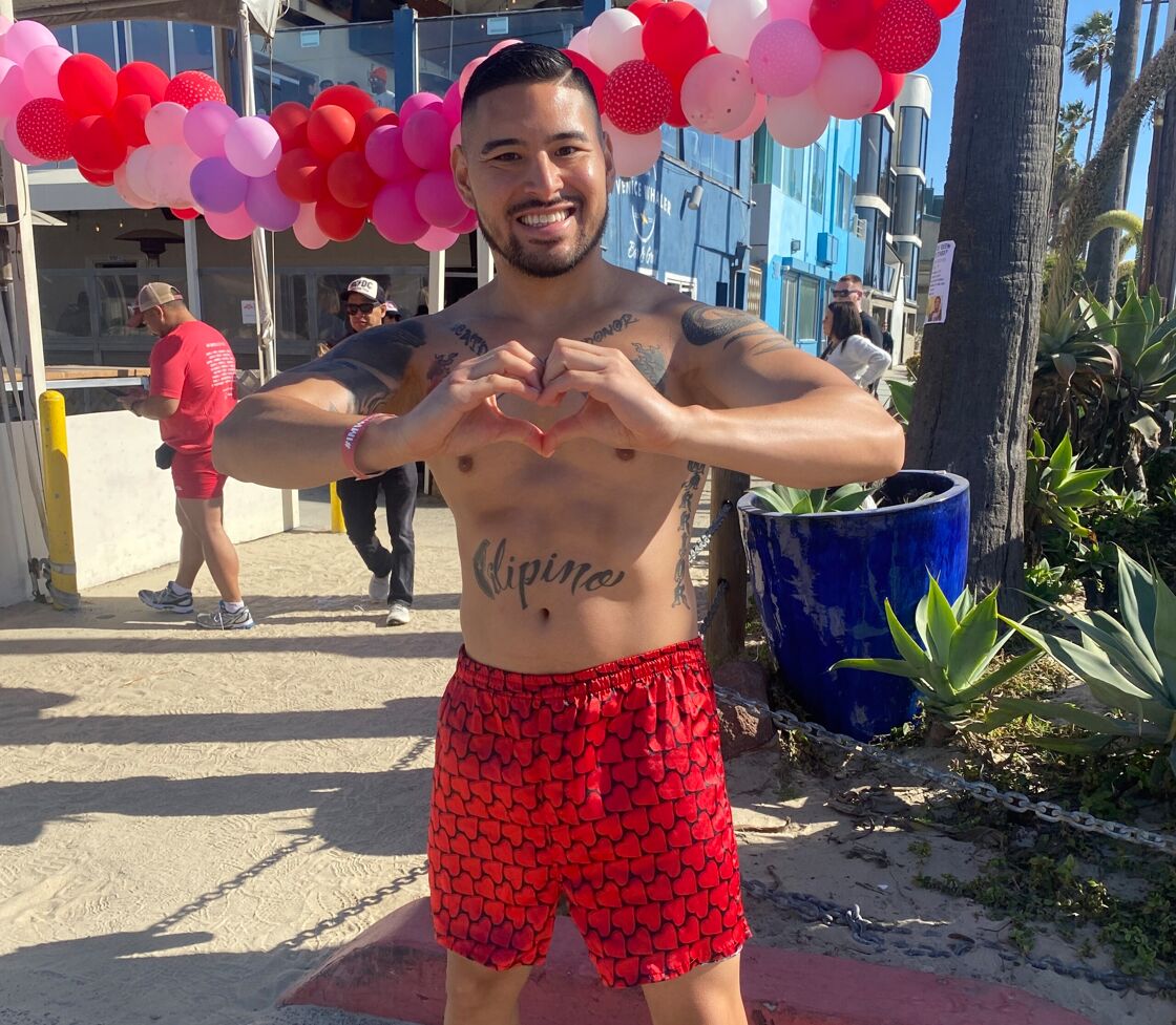 An LA Local showing his love in red boxers at the Cupid's Undie Run.