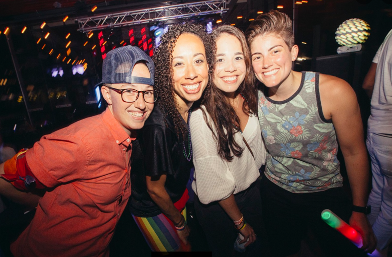 A group of friends inside a nightclub.