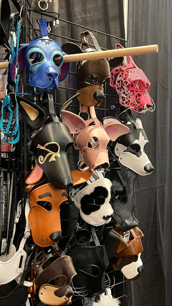 Pup masks for sale at the CLAW vendor mart.