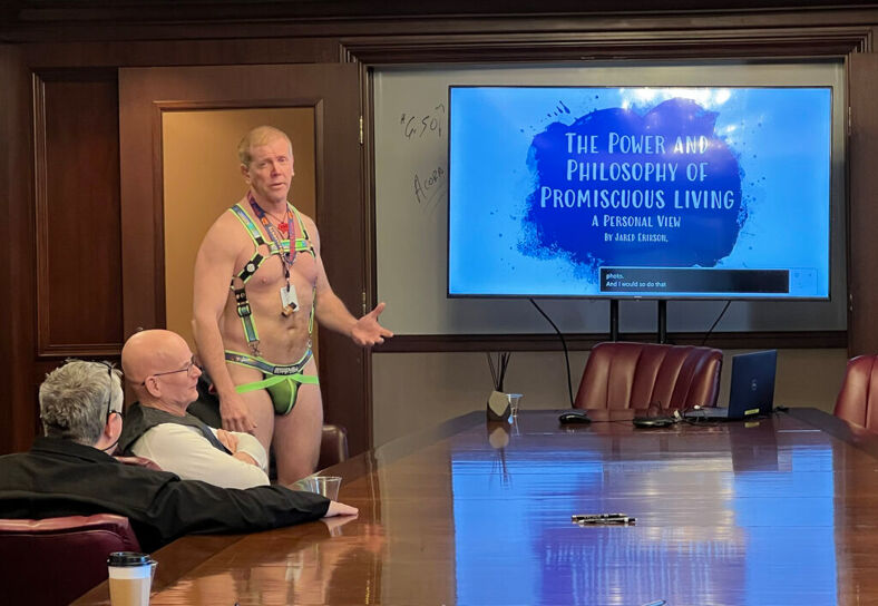 Jared Erikson presents a seminar on promiscuous living.
