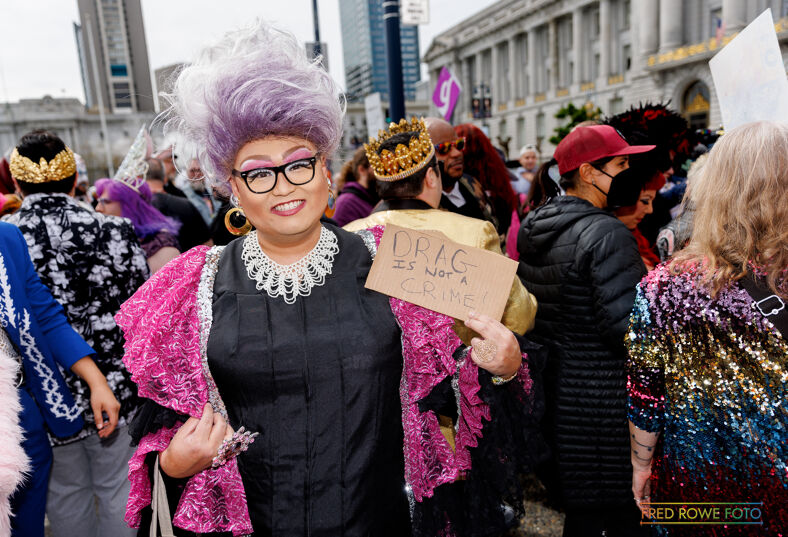 This drag protestor is channeling fierce RBG vibes.