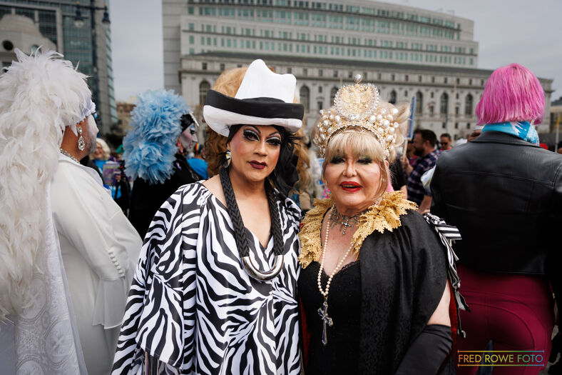 SF-based drag queen Juanita More (left).