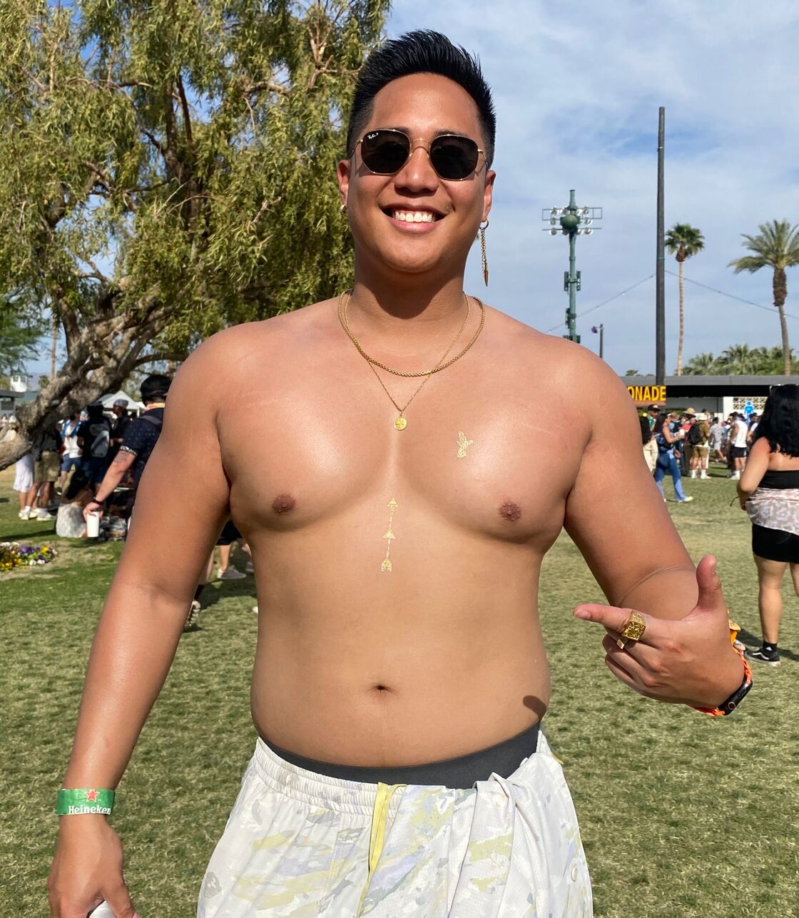 With just a zhoosh of metallic body paint, this Coachella muscle stud proves sometimes less is more.