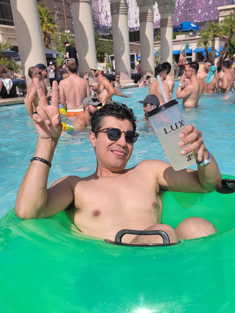 Partygoer at Temptation Sundays at the North Pool of the Luxor Hotel and Casino.