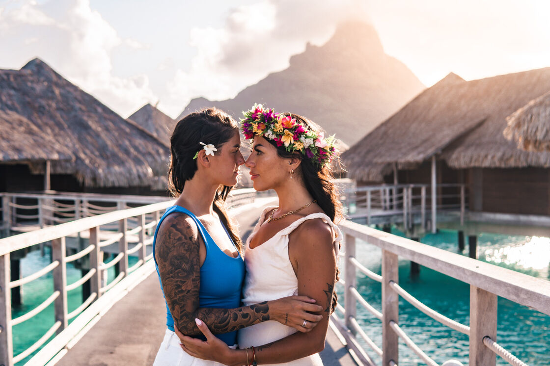Kirstie Pike and Christine Diaz in Bora Bora.