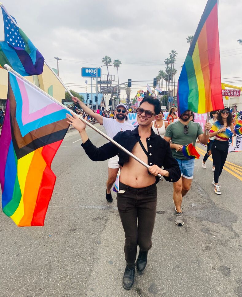 LA Pride  Parade flags