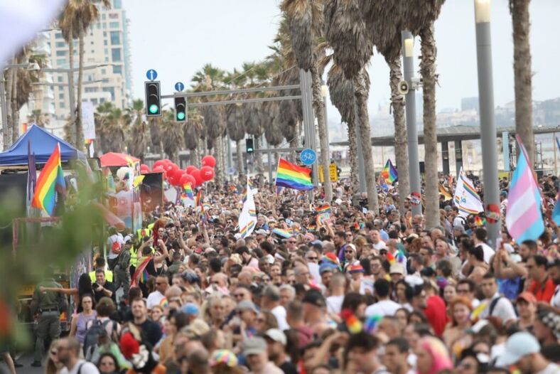 The crowd fills the streets at Tel Aviv Pride 2023