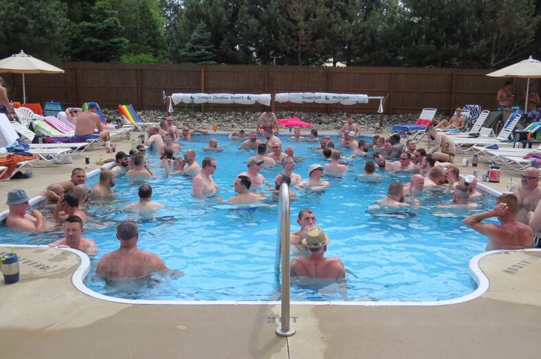 Men in a pool.