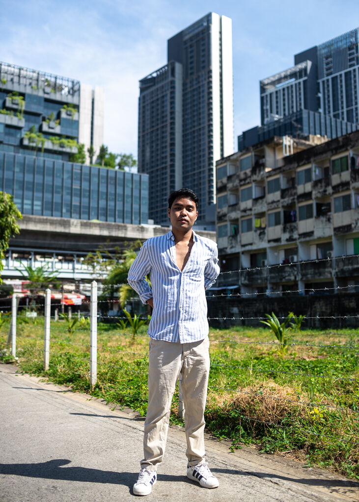 Male model poses for the camera in Bangkok.