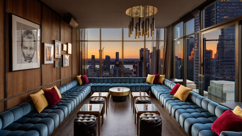 The Skylark, a 30th floor cocktail lounge with Manhattan views