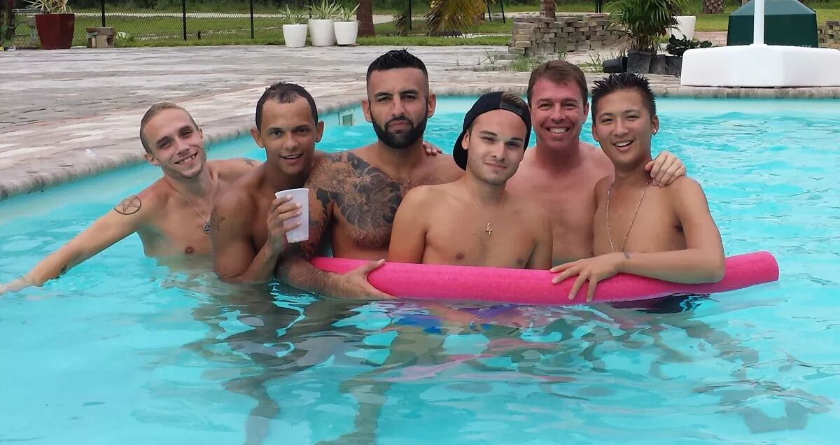 Men in a pool.