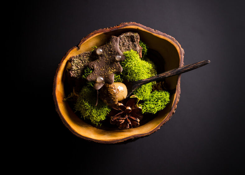 A dish called "Acorn" from chef Dominique Crenn