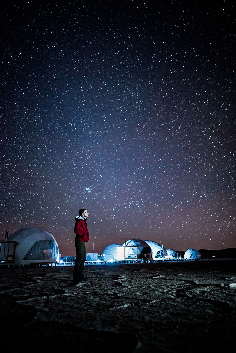 Star-gazing at Pristine Salinas Grandes Luxury Camp, one of South America's luxury resorts located in Argentina.