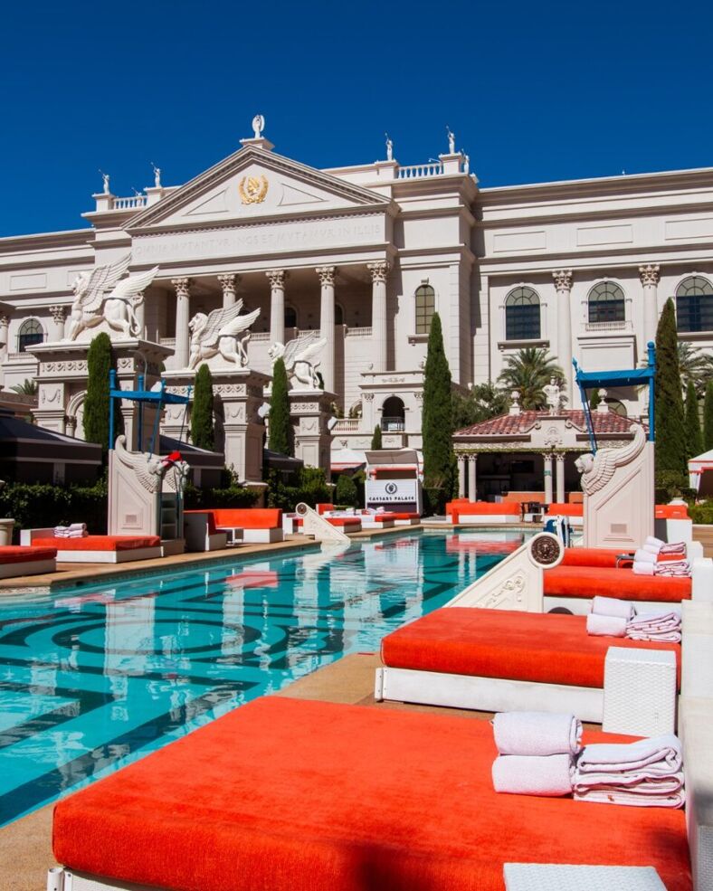 Caesars palace pool on a sunny day