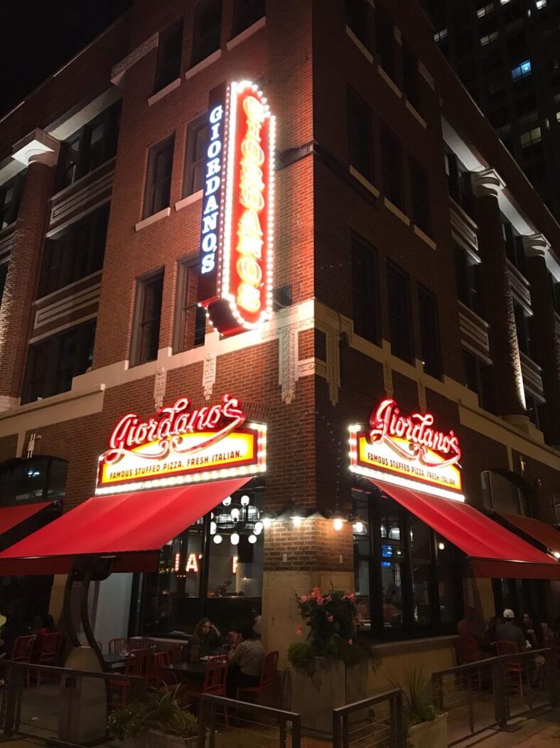 Outside Giordano’s Famous Chicago Style Pizza