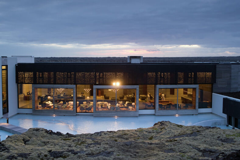 An outside view of Moss restaurant at the Blue Lagoon in Iceland