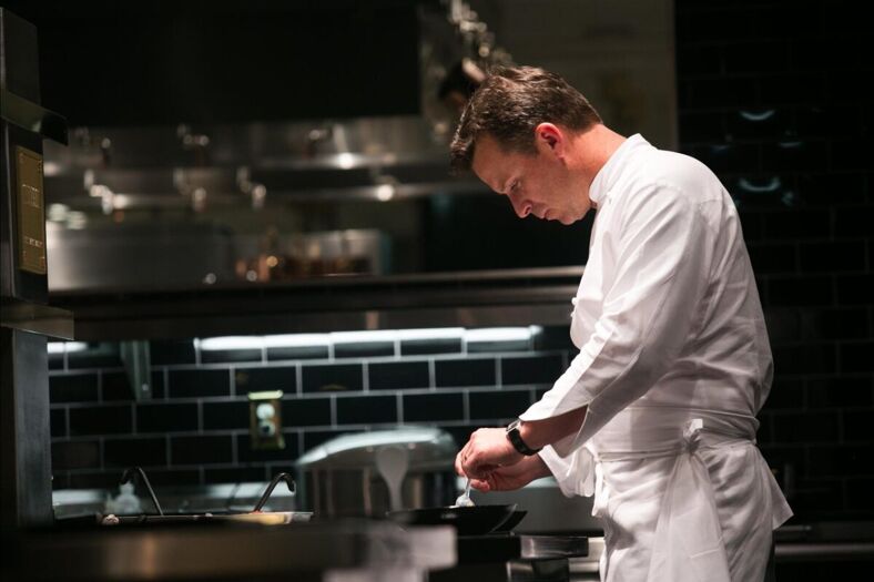 Chef William Bradley at two-star Michelin restaurant Addison. 