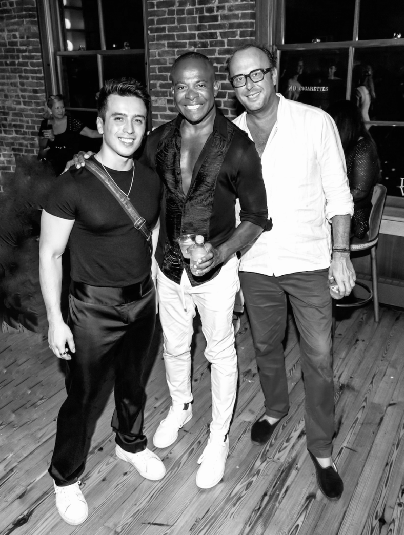 Jamie Valentino, Frederick Anderson, and Enrico Bruno at an NYFW party. 