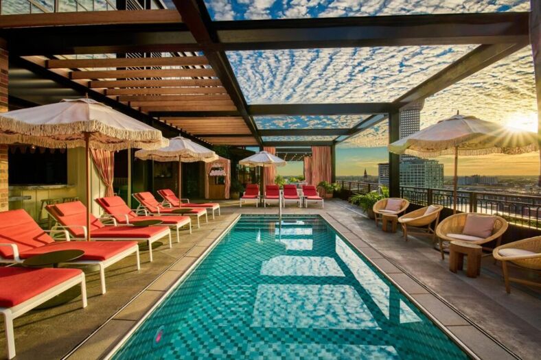 The rooftop pool at Virgin Hotels New Orleans