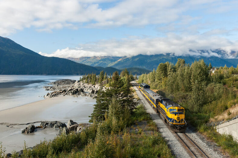 Alaska Railroad Glacier Discovery Train outside of Anchorage, Alaska.