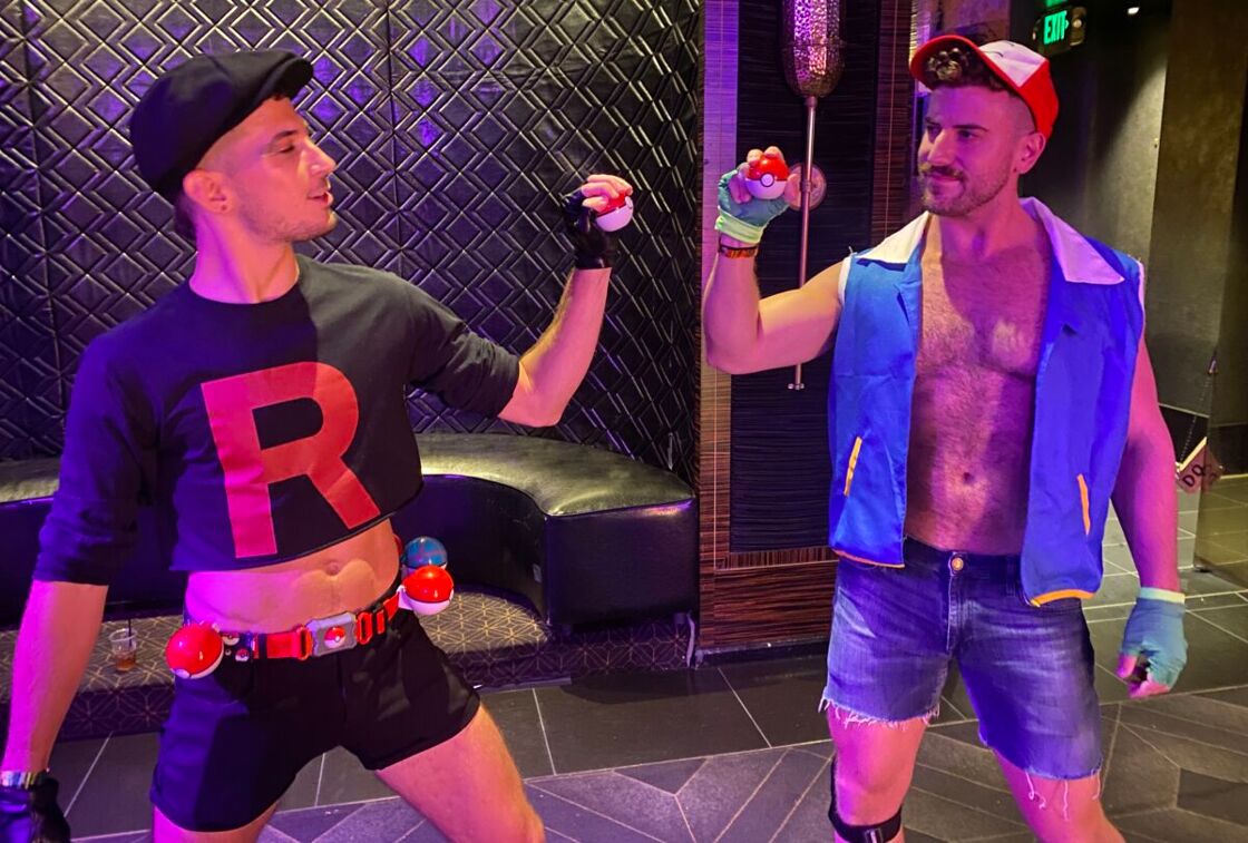 WeHo twink Nick Angelillis as a Team Rocket Grunt poké-battling Ash Ketchem. Gotta snatch 'em all!
