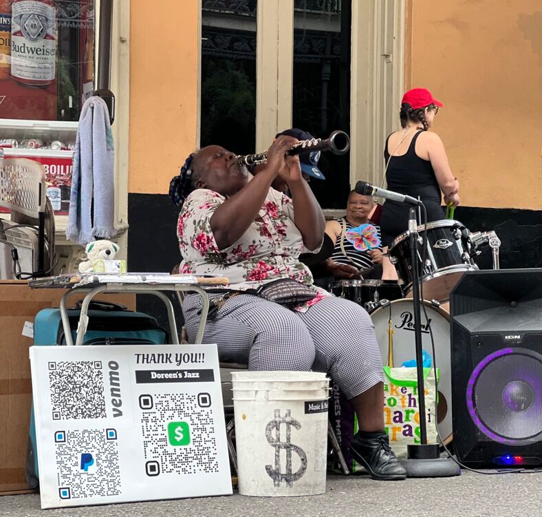 Doreen Ketchens performing on Royal Street in the French Quarter. 
