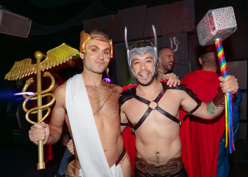 JB and Ian serving Hermes and Thor at Polyglaorous 'Horror Story Scream Supreme' in SF