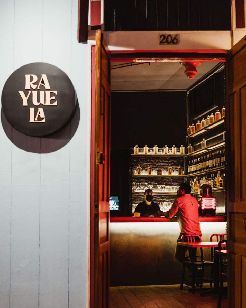 A peek inside the door of a restaurant in Guayaquil, Ecuador.