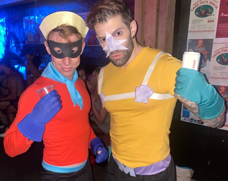 This Barnacle Boy and Mermaid Man cospplay duo added an element of animated irreverence to the MILLK anniversary party.