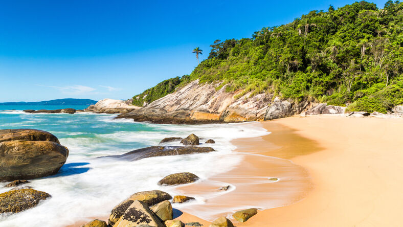 Balneario Camboriu, Santa Catarina, Brazil. Estaleirinho Beach. Beach in the southern region of Brazil.
