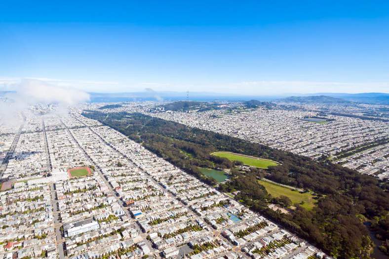 Aerial view of Golden Gate Park in San Francisco
