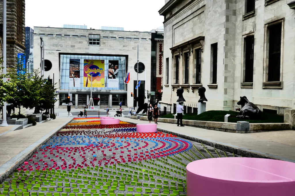 Art display outside one of Canada's finest museums in Montreal
