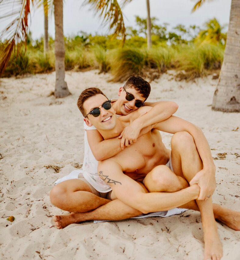 Michael Lindsay and Matthew Schueller at Smathers Beach, Key West. Photo by Michael & Matt.