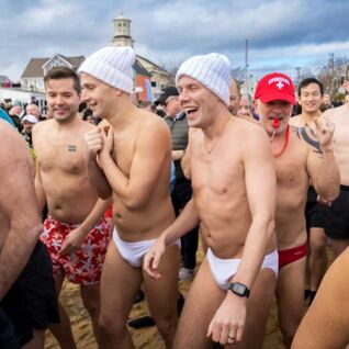 PHOTOS: Boys in speedos braved Provincetown’s wintry waters at Polar Bear Plunge