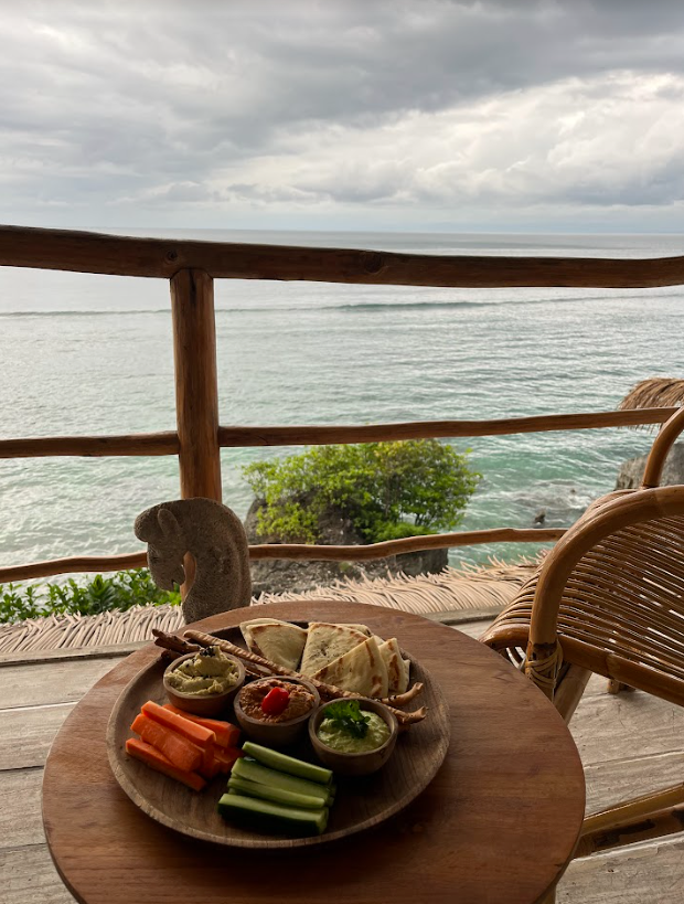 Food on a table seaside