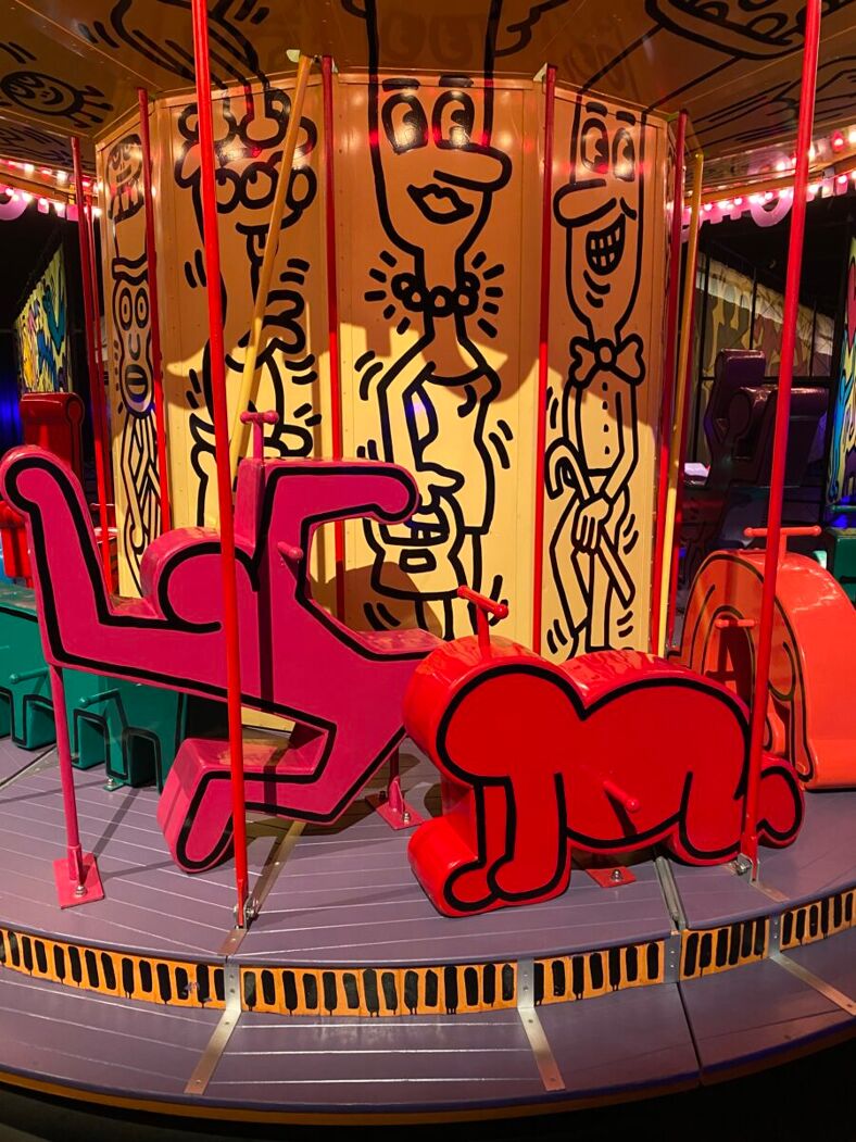 A contemporary art carousel by Keith Haring. 