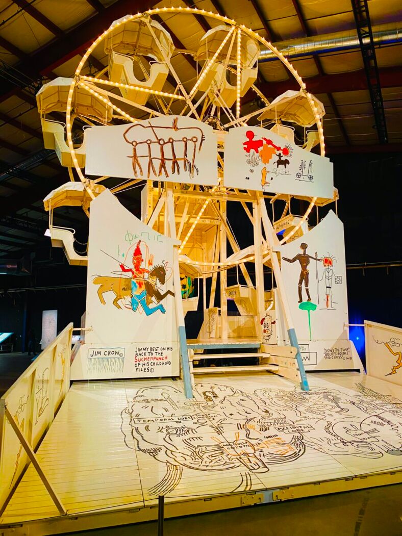 The park also showcased works from Haring's graffiti art contemporary Jean-Michel Basquiat, such as this ferris wheel.