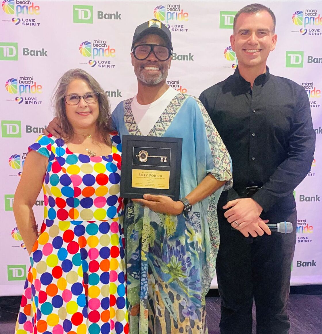 Miami Beach Pride grand marshal Billy Porter receiving the key to the city.