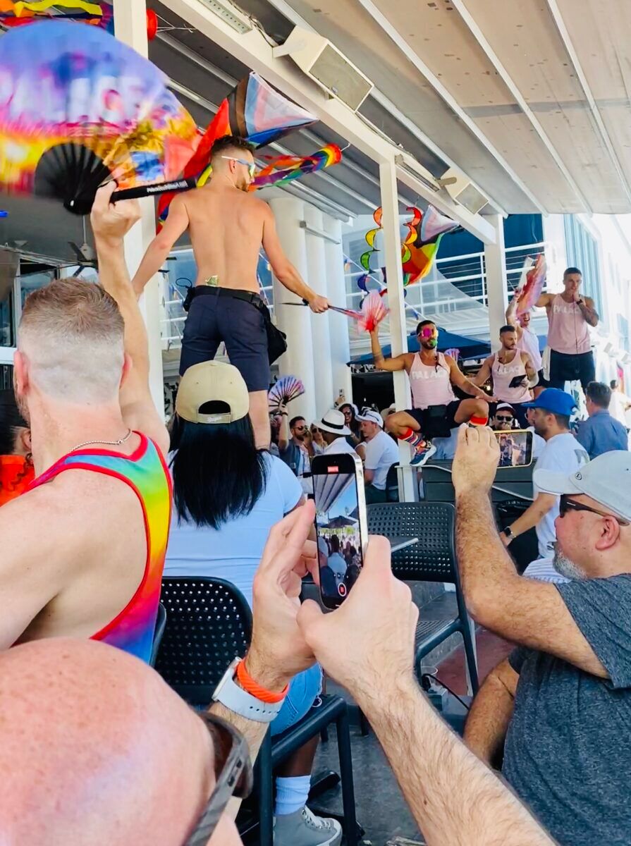 The beautiful boys of The Palace performing their shirtless dance routine.