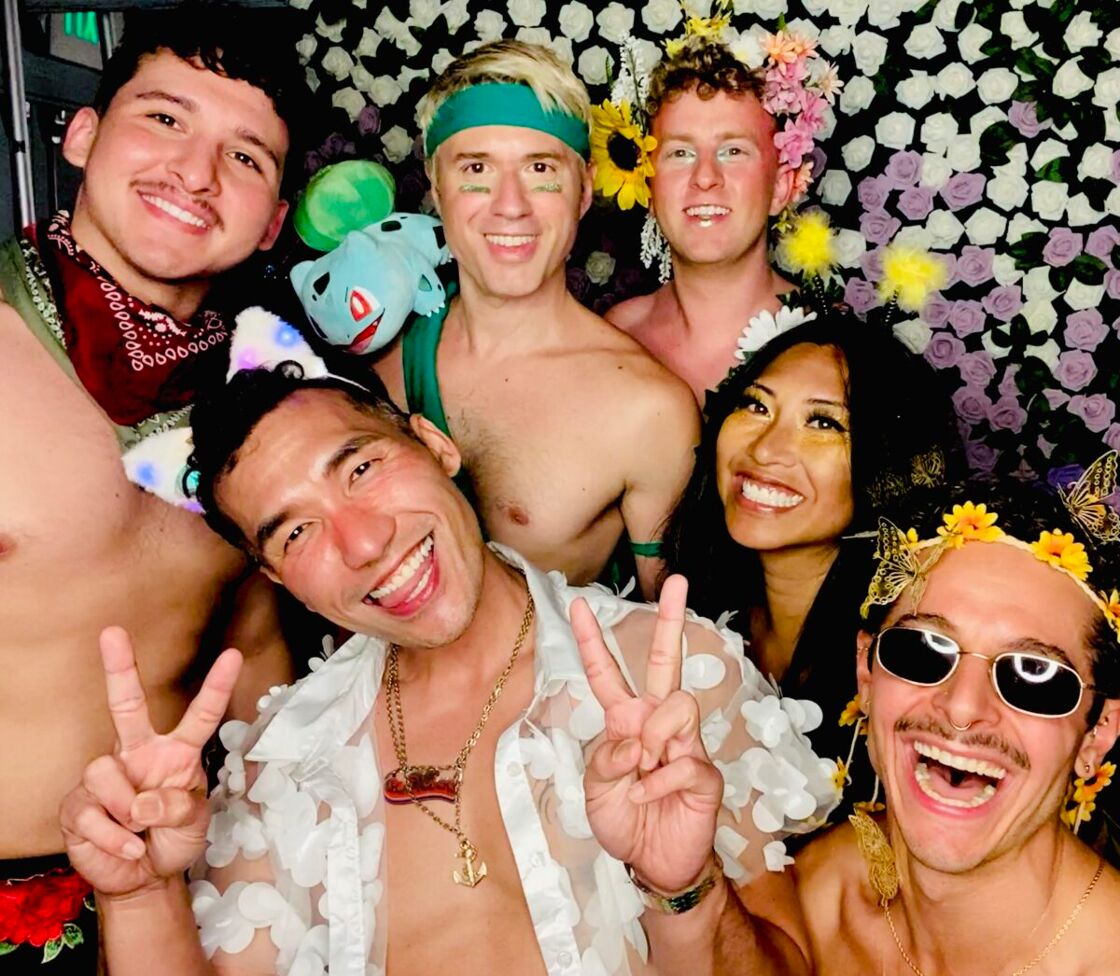 A group of AngelCocks who flew up to LA to support their SF brethren with their flowery lewks. and 