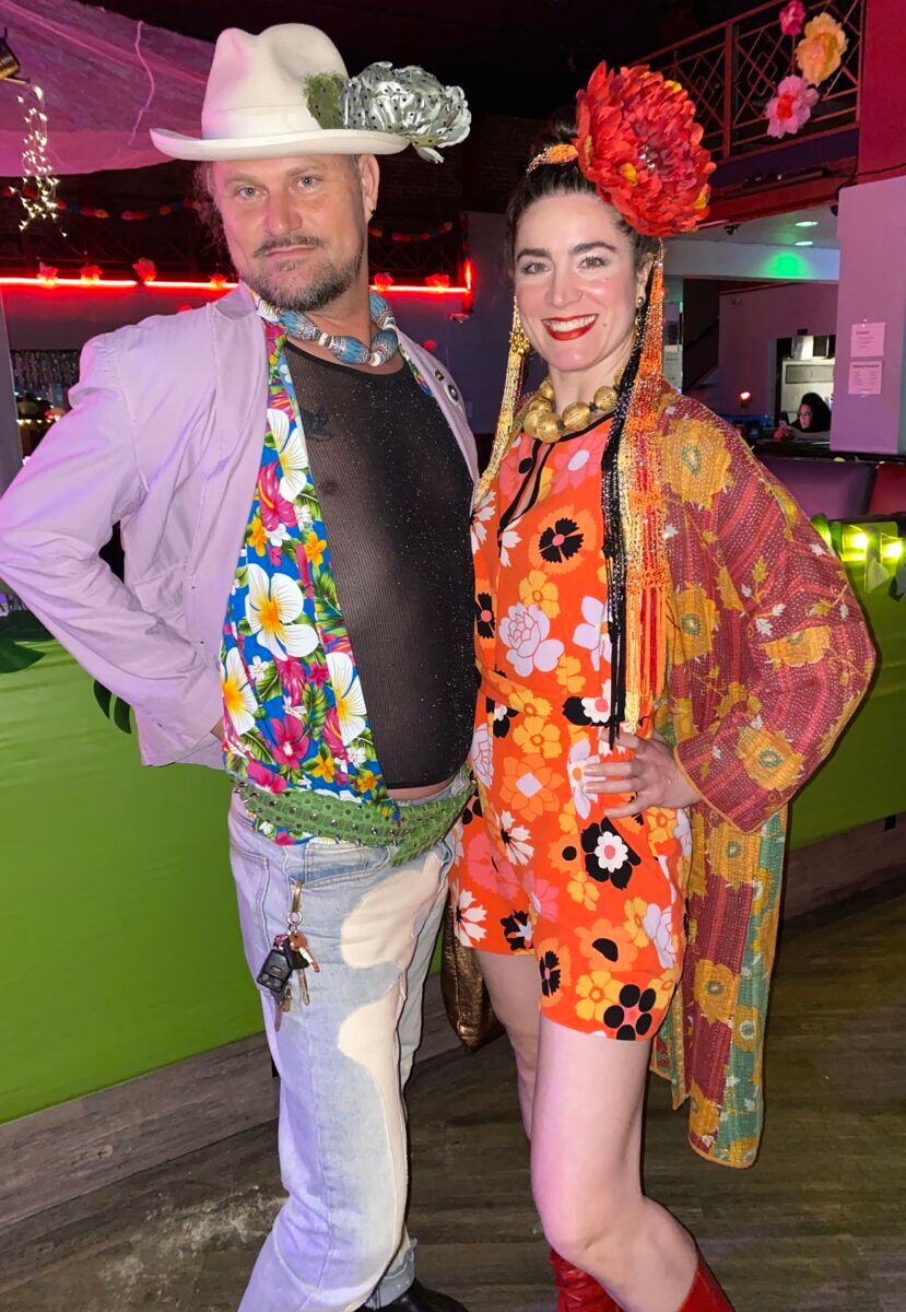SF locals embracing the Bloom's floral theme.