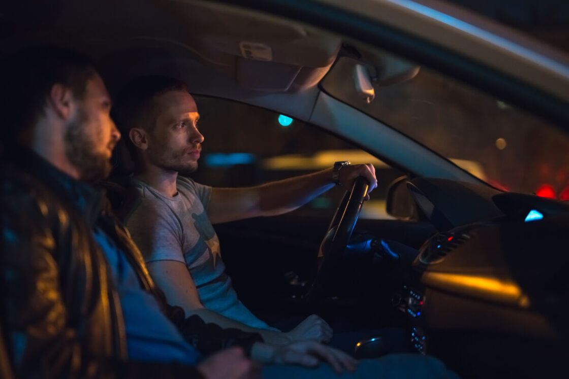 Two men in a car