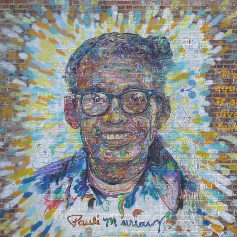 A colorful mural dedicated to Pauli Murray. 