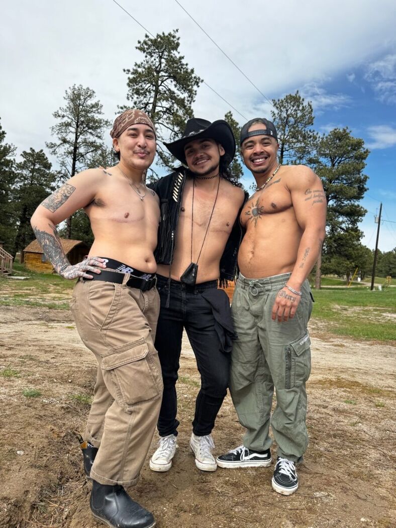 Three adult campers at Camp Lost Boys, a camp for transgender men.