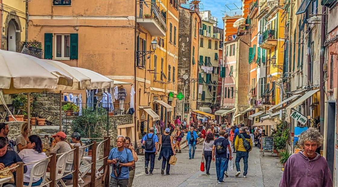A busy street in one of the Cinque Terre villages.