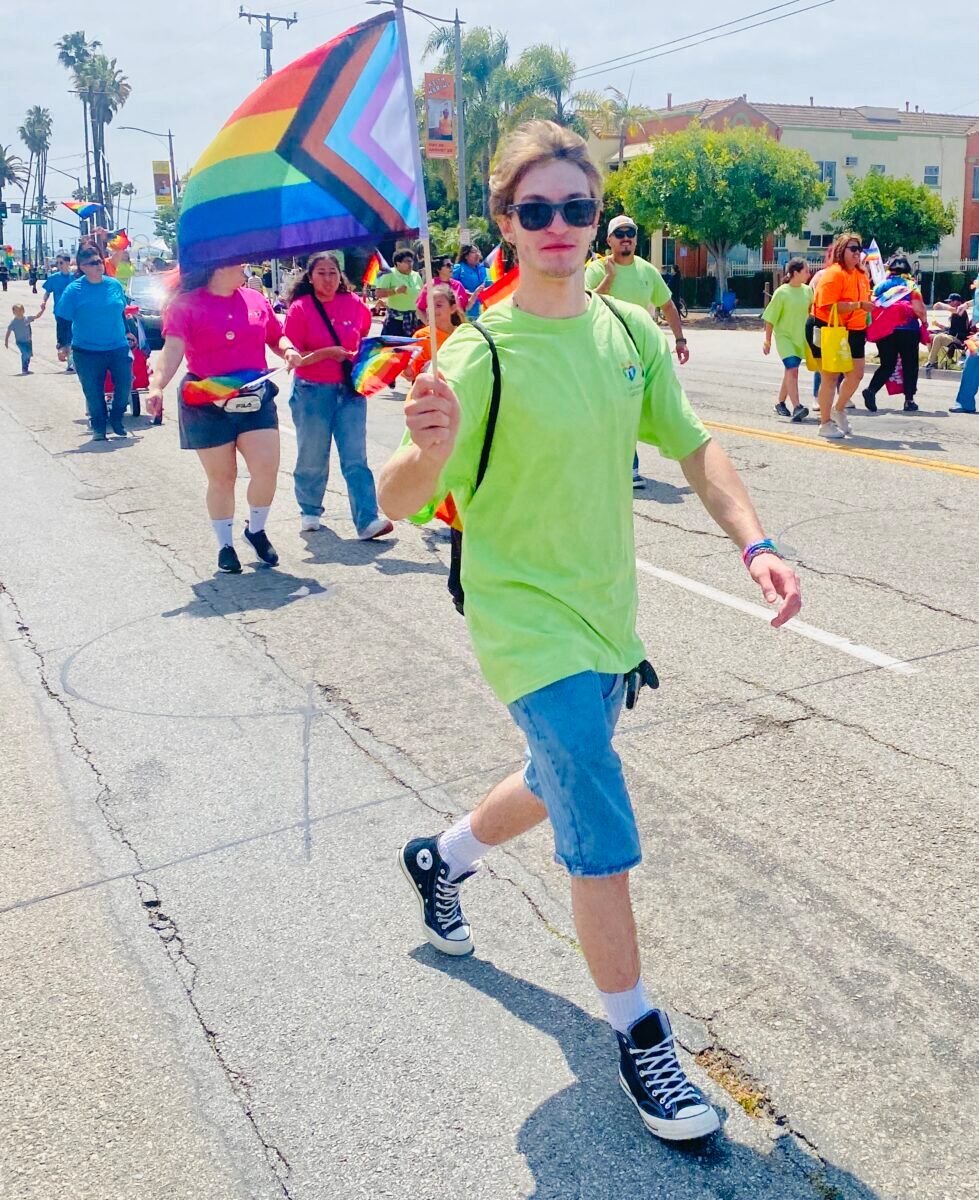 Green shirt boy at Long Beach Pride