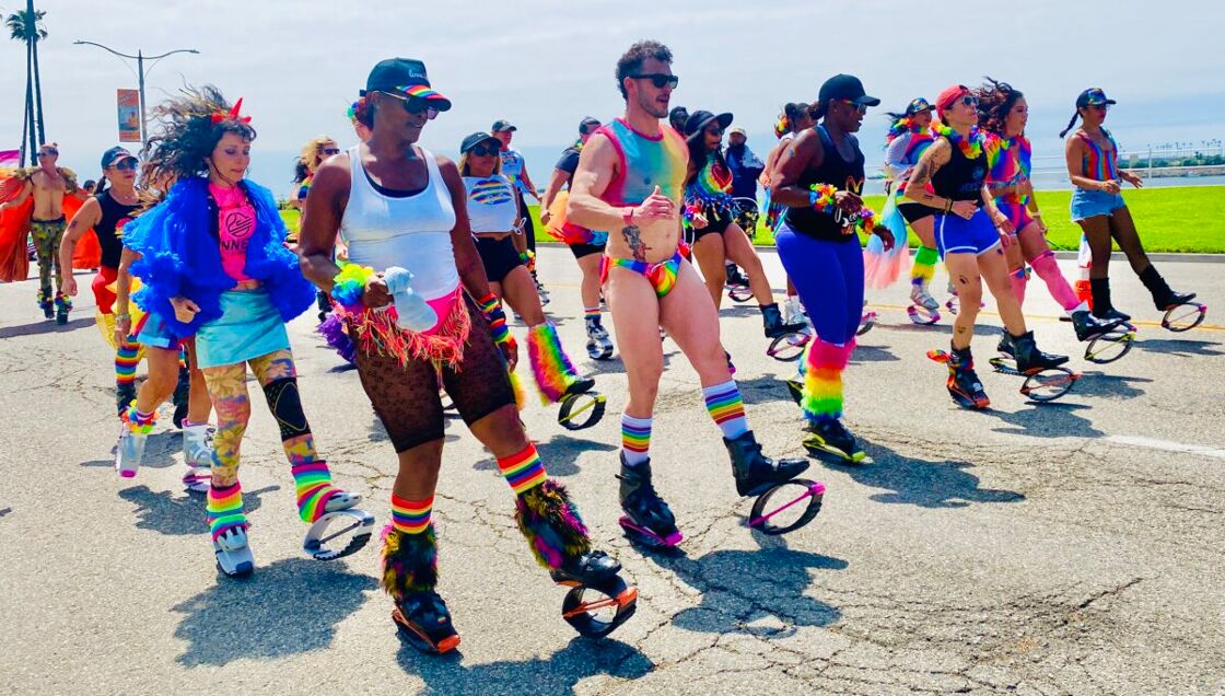 Bouncing boots at Long Beach Pride parade 2024.