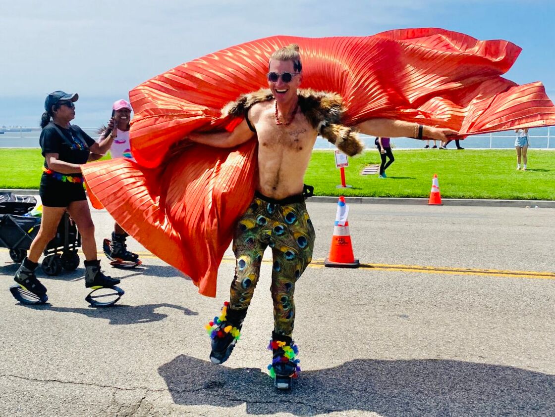 Flag guy at Long Beach Pride