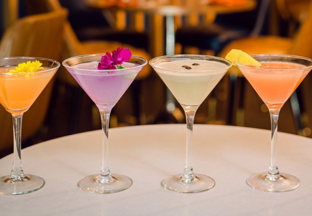 Colorful martinis. Photo via the Curtis Hotel