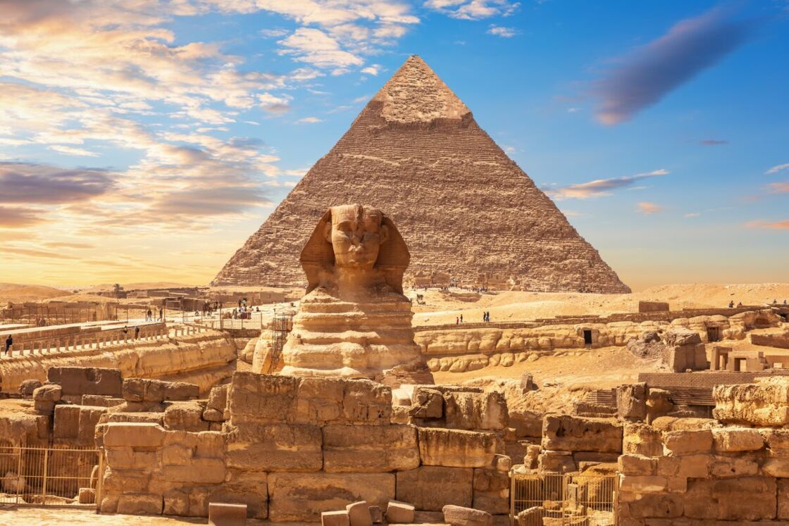 A photograph of a phynx in necropolis, a famous burial site in Egypt for royalty. 